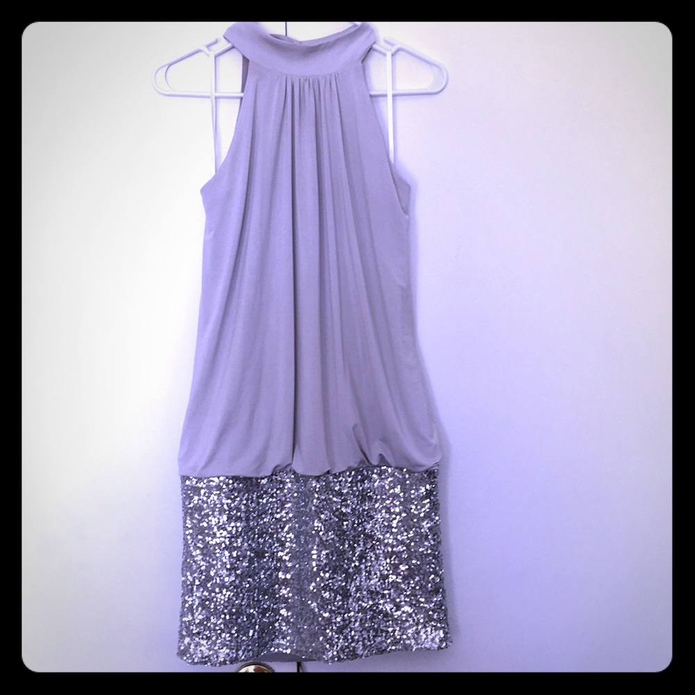 Blossom one piece dress sequin silver grey dress
